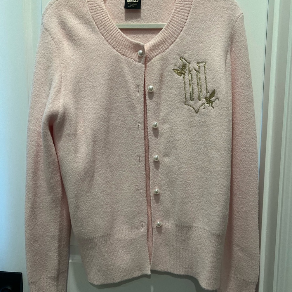 WICKED Target Pink Pearl-Button Cardigan size large